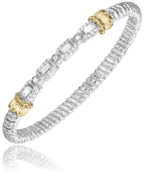 Sterling Silver/14K Yellow Gold 4MM Diamond Fashion Bracelet .73Carat TW